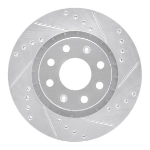 Chevrolet AVEO Brake Rotor (1) - Front Right - R1 Concepts - Drilled & Slotted - Silver - `04-`17